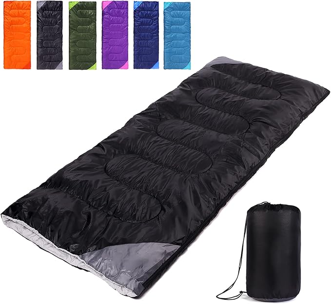 Camping Sleeping Bag for Adults Boys and Girls,Cold and Warm Weather-Summer, Spring, Fall, Lightweight, Waterproof Compact...