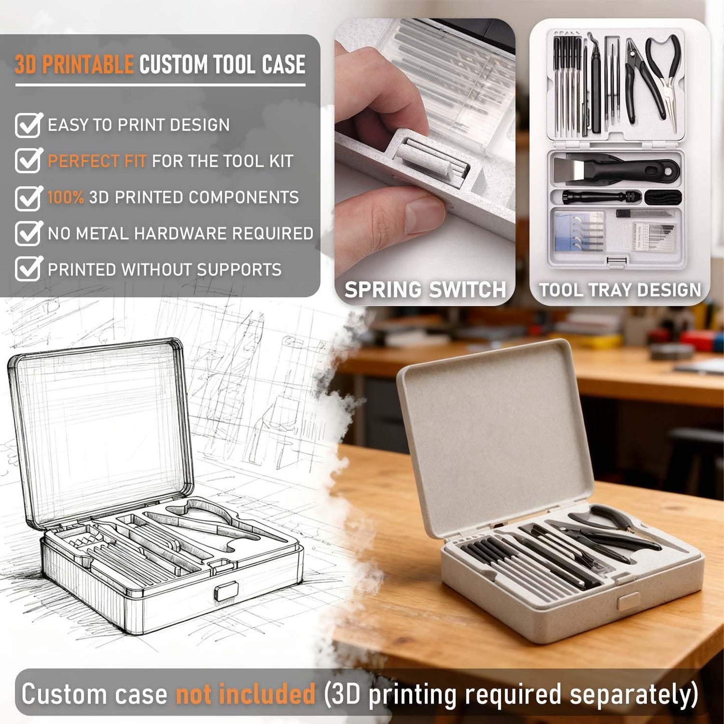 3D Printer Tools Kit Essential, 3D Printing Tools Kit, 3D Printer Accessories, Deburring Tool, Wire Cutter, Drill, Scraper for Remove, Smoothing, Finishing, Deburring, Craving, Drilling