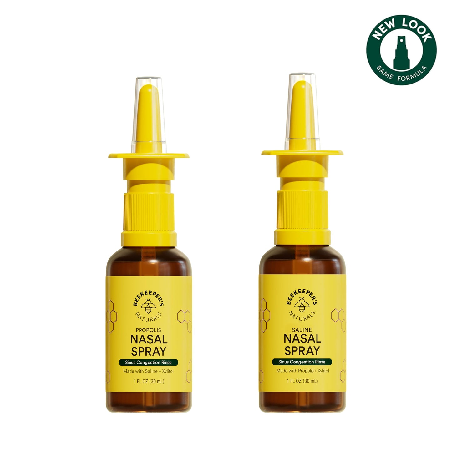 Beekeeper's Naturals Nasal Spray for Adults with Propolis, Xylitol & Saline, Clears Nasal Congestion, Moisturizes Sinus Canal, & Decongest Sinus Cavities, 1 fl oz(Pack of 2)