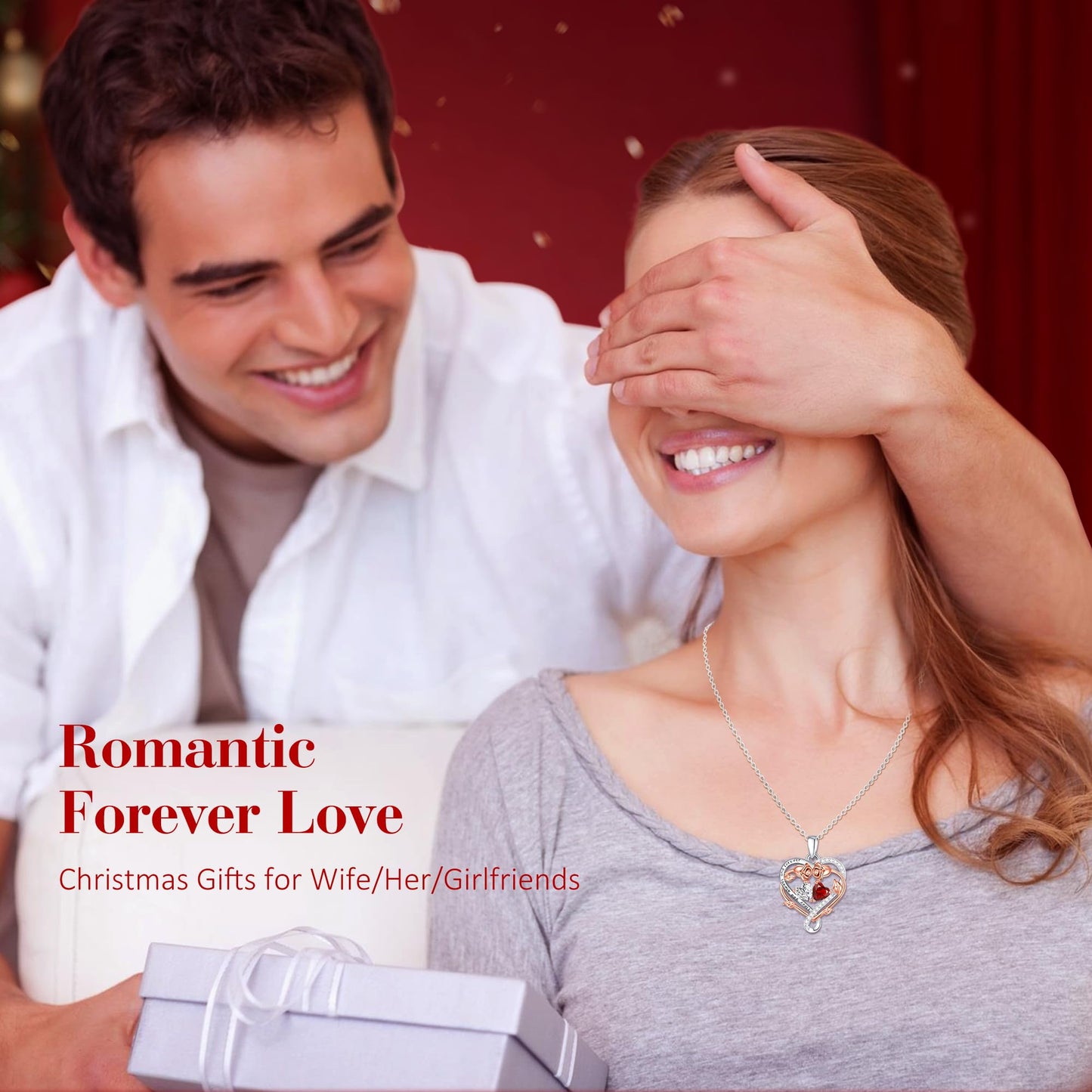 Lomantise Christmas Gifts for Wife Rose Heart Necklace for Women Sterling Silver May Citrine Birthstone Pendant Birthday Graduation Jewelry for Her Girlfriend Lady Mom