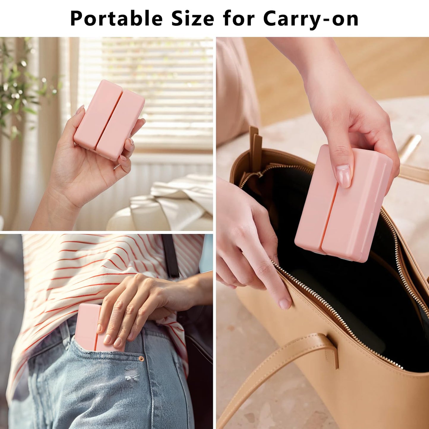 FYY 2 Pcs Daily Pill Organizer, 7 Compartments Portable Pill Case Travel Pill Organizer,[Folding Design] Pill Box for Purse Pocket to Hold Vitamins,Cod Liver Oil,Supplements and Medication-Pink+Navy