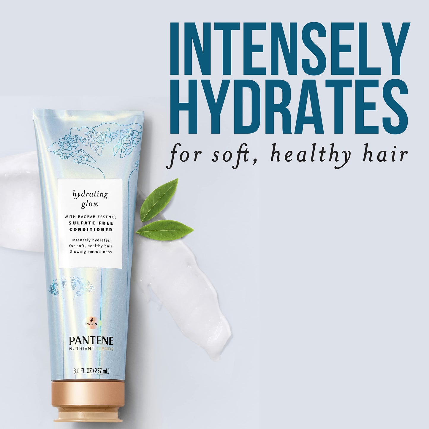 Pantene Sulfate Free Conditioner, Hydrates Dry Damaged Hair, Nutrient Blends with Baobab Essence, Safe for Color Treated Hair, 8