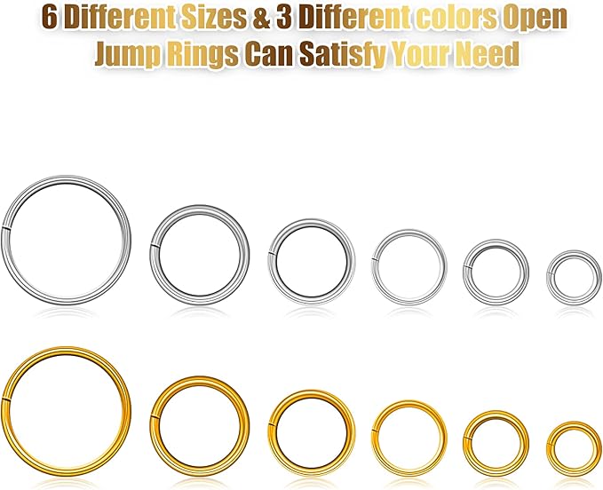 1014 Pieces Nail Dangle Charm Piercing Tool Hand Drill, Nail Charms 6 Sizes Jump Ring Connector with Jump Ring Open Close Tool Pliers and Tweezers for Jewelry Making(Gold, Silver)