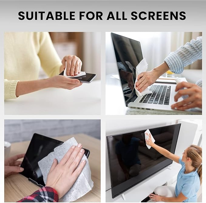 Electronic Wipes Screen Cleaner [2 Pack x40] Streak-Free Computer Screen Cleaner & TV Screen Cleaner, Screen Wipes for Electronics, Screen Cleaner Wipes, Laptop Cleaner - [Microfiber Cloth+80 Wipes]