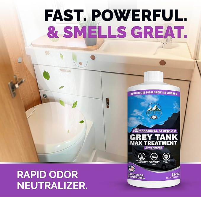 Grey Water Tank Treatment, 32oz | Fast-Acting RV Holding Tank Treatment | Camper Toilet & RV Black Tank Cleaner | Enzymatic Odor Eliminator | Safe for Septic & Marine Systems