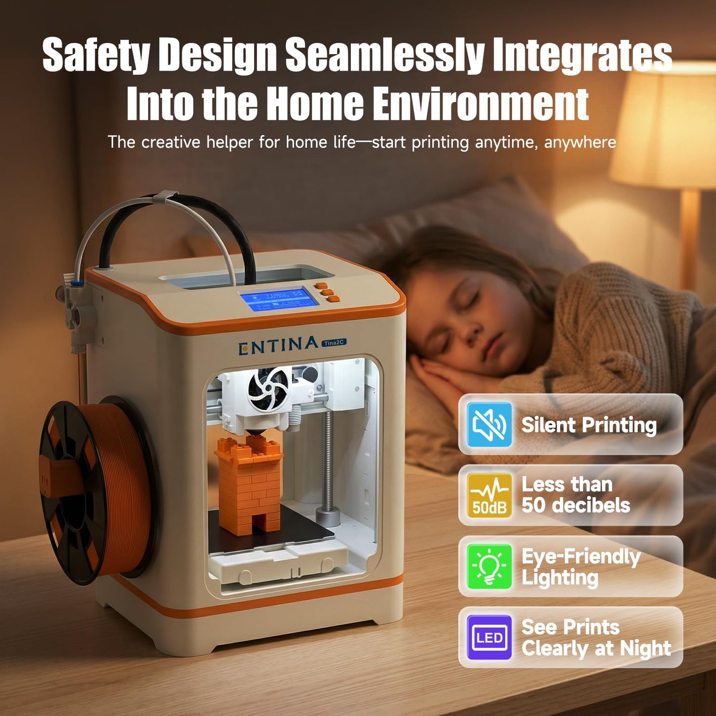 Entina Tina2C Mini 3D Printer for Kids & Beginners, Fully Assembled, Auto Leveling, Easy to Use, WiFi & APP Control, 1500+ Models, DIY Projects, 4 PLA Colors, Ideal for Home & School