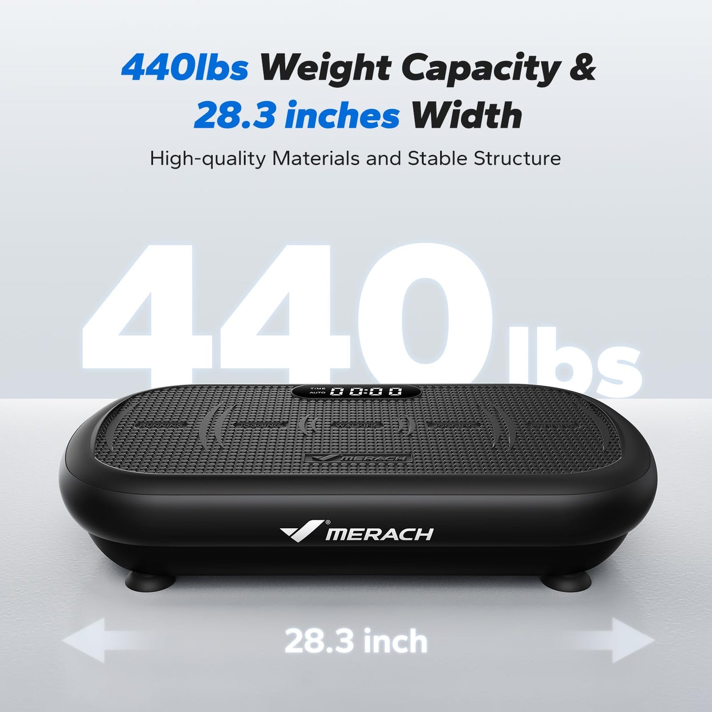 MERACH Vibration Plate Exercise Machine, Vibration Plate 440 Lbs Capacity, Bluetooth and Silicone Pedal, Stimulate Deep Fat, Vibration Plate for Lymphatic Drainage, Vibrating for Weight Loss (Black)