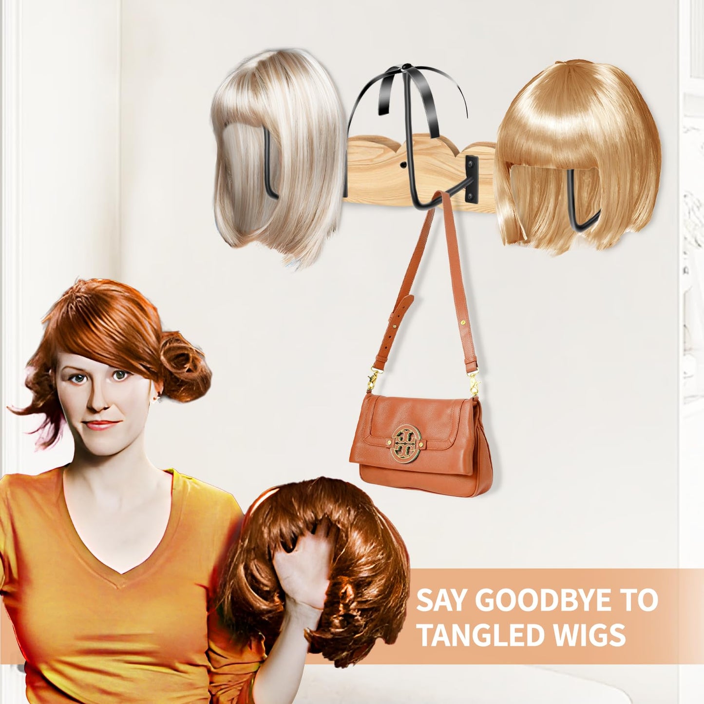 CMXZSAM Hanging Wig Holder for Multiple Wigs, 6 Pcs Wall Mounted Wig Stand Hanger, Wave Shape Wig Storage organizer Rack Suitabl