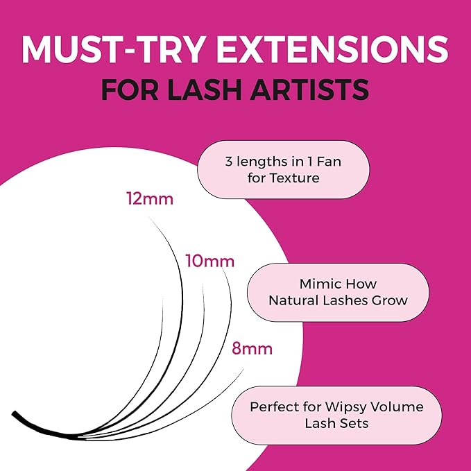 Eyesy Lash 500 Camellia Promade Fans - 5D 0.07 Size 9-11-13mm Curl CC - Natural Premade Lash Fans for Eyelash Extensions 3 Lengths in 1 Loose Pre Made Eyelash Create Depth, Texture, Layer, Volume