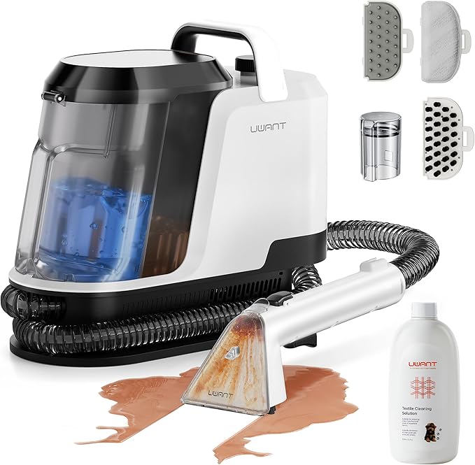 uwant Portable Carpet Cleaner 18Kpa Powerful Suction Upholstery Cleaner Machine for Pet, Spot Cleaner with Specialty Tools for Car, Couch, Rug, Sofa, Furniture (Motor 18Kpa)