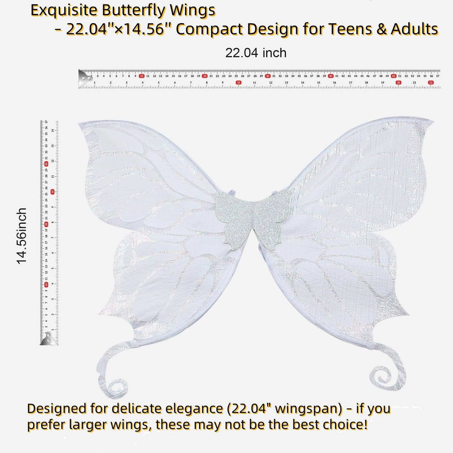 RUIZSH Fairy Wings, Angel wings for Kids Butterfly Wings for Girls Fairy Costumes for Women Halloween Dress Up Cosplay (White)