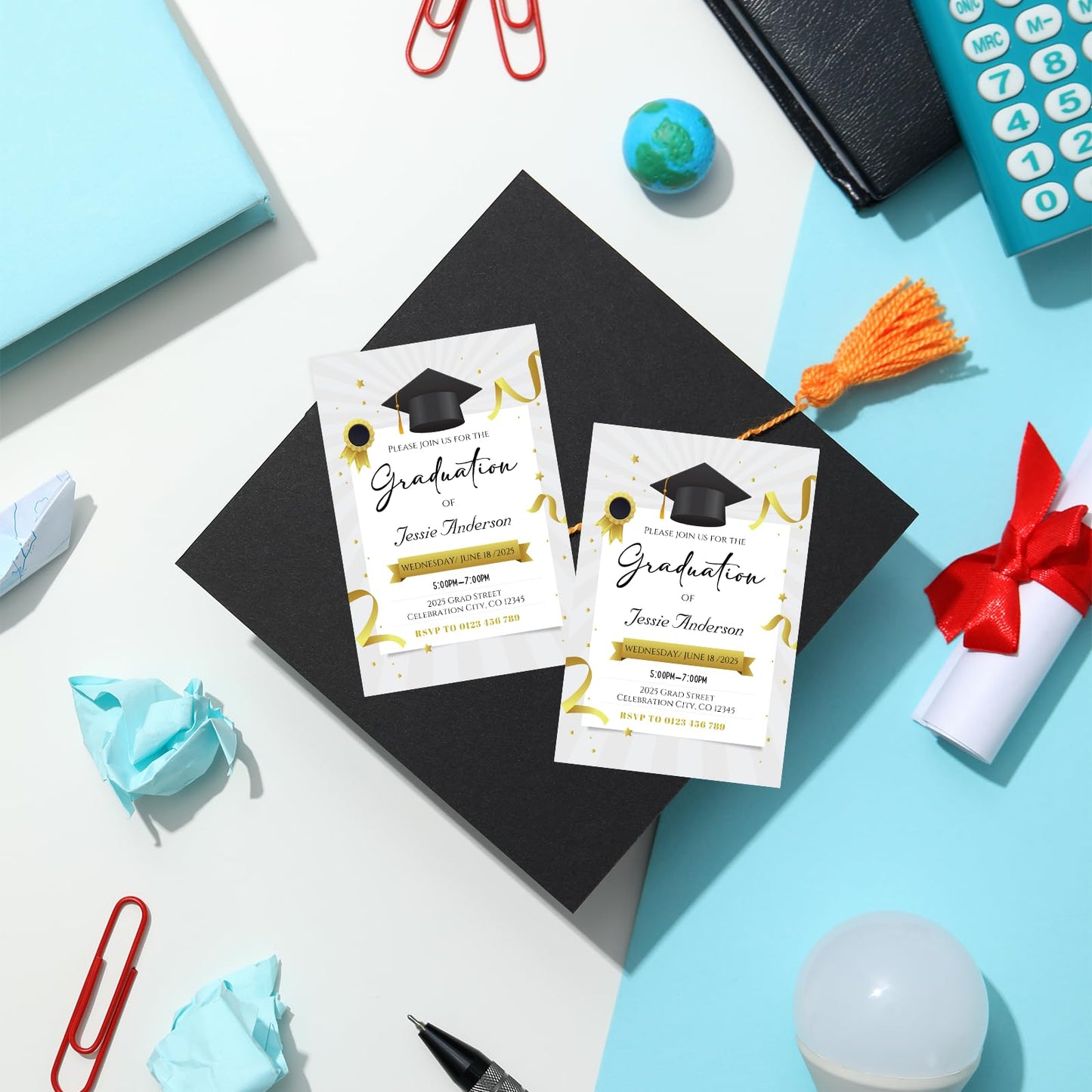 ubjva Graduation Invitations 2025 Personalized 10PCS Class of 2025 Graduation Party Invitations with Envelopes Custom Announcement Invitation Gifts for Graduates