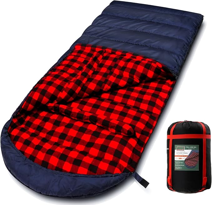 PALLYGO 0 Degree Sleeping Bag Cotton Flannel Sleeping Bags for Adults Cold Weather Camping Winter Zero Degree Warm Weather...