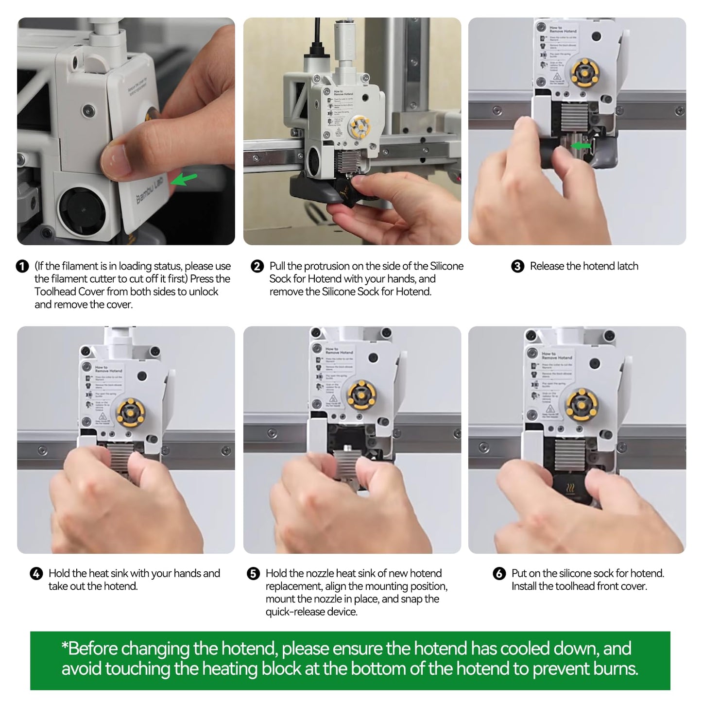 Bamboo Lab Original A1 Mini,A1 Stainless Steel Hotend Kit with 0.4mm Harden Steel Nozzle, All Metal Extruder Hot End, Heating Block Replacement