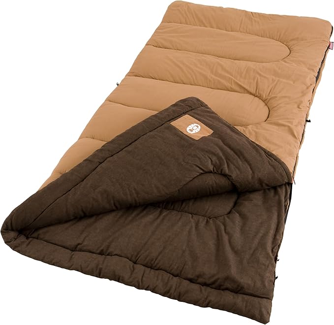 Coleman Dunnock 20°F Big ‘n Tall Sleeping Bag, Cold-Weather Sleeping Bag Fits Adults up to 6ft 4in, Machine Washable, Flan...