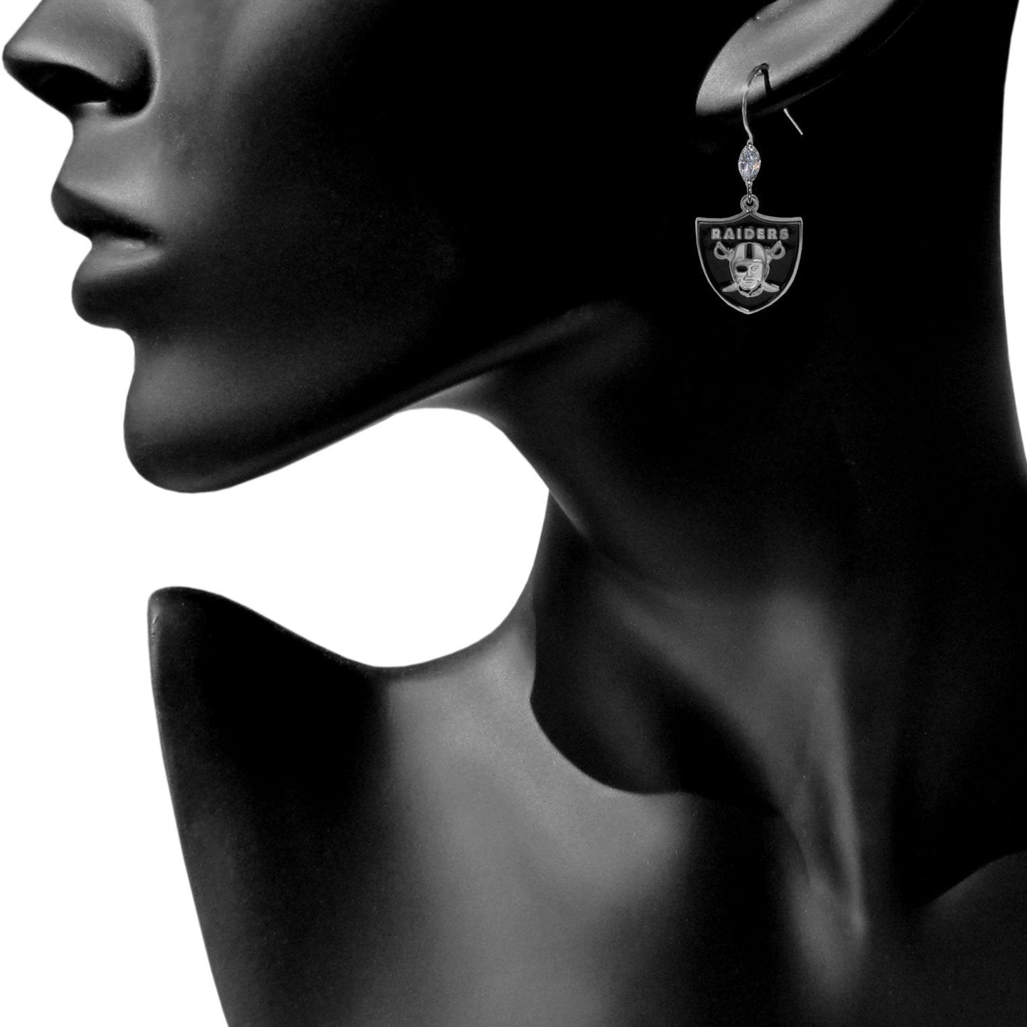 NFL Siskiyou Sports Womens Las Vegas Raiders Crystal Dangle Earrings One Size Team Color,white