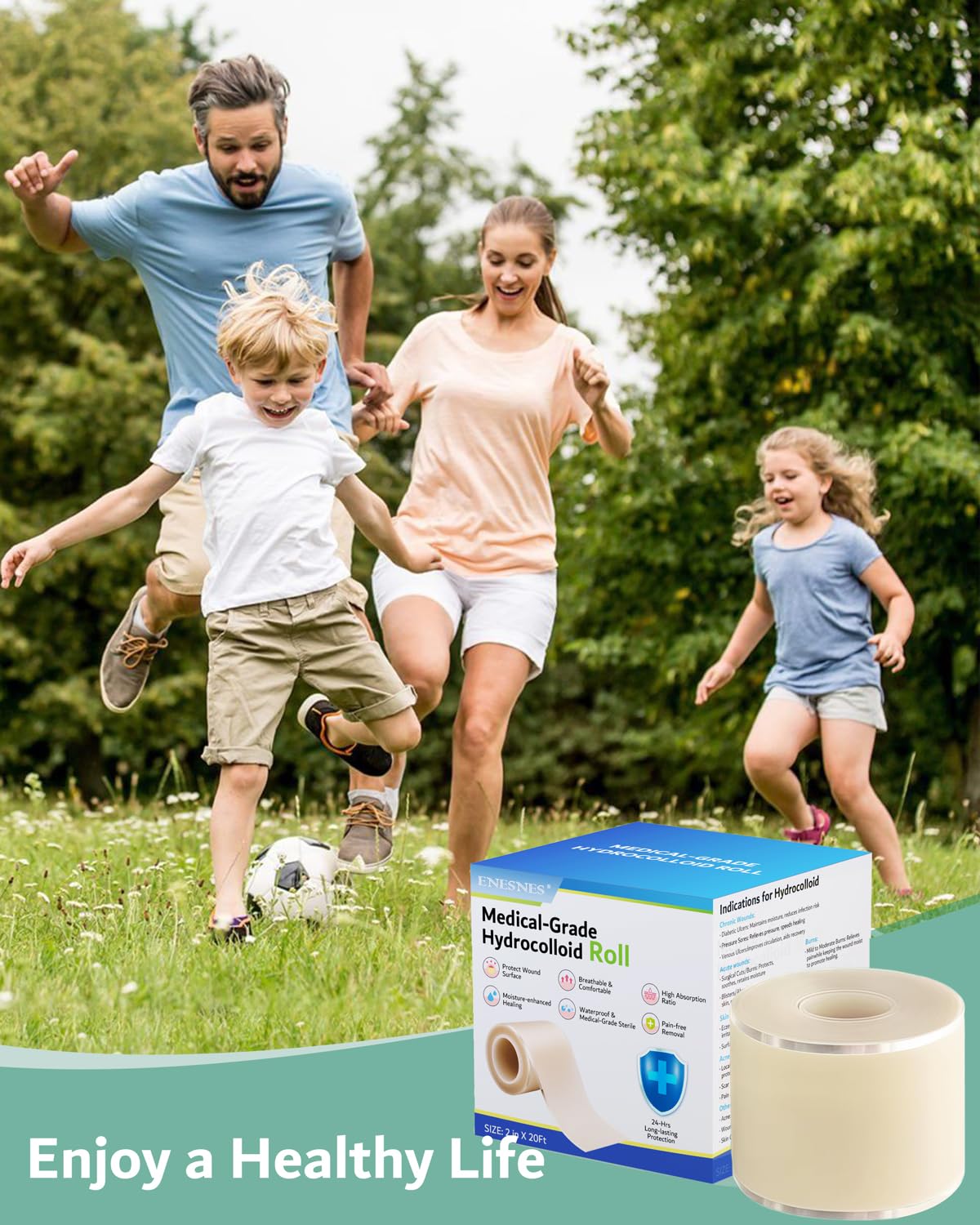 Extra Large 2''x20ft Hydrocolloid Roll for Wound Care - Cut-to-Size, Medical-Grade Hydrocolloid Patch Bandages with Self-Adhesive, Ultra Absorbent, Flexible & Waterproof, First Aid Kit Essential