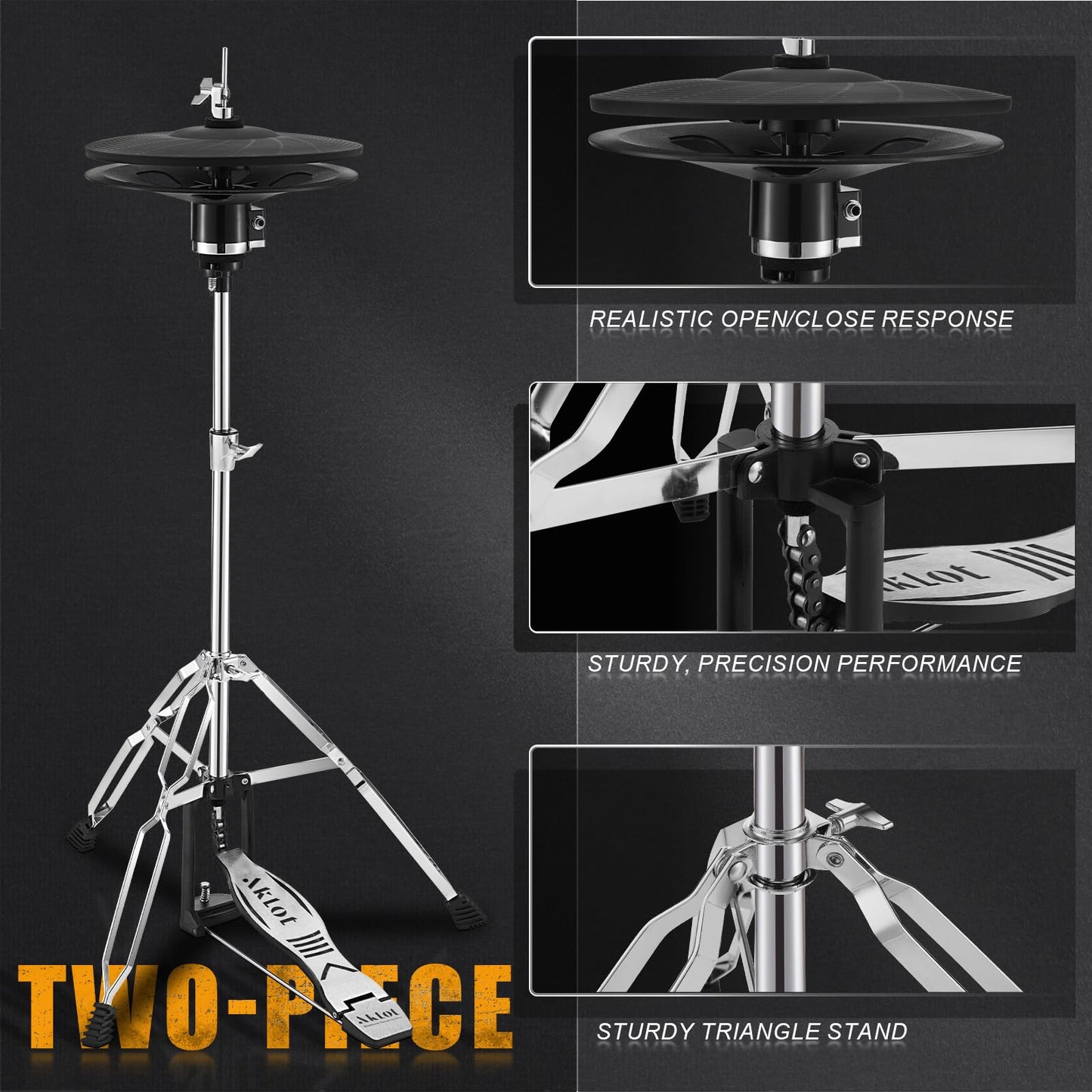 AKLOT Electric Drum Set - 12" Hi-Hat, 10" Dual-Zone Snare, Mesh Heads, 460 Sounds, Model B-Core541, Color 541