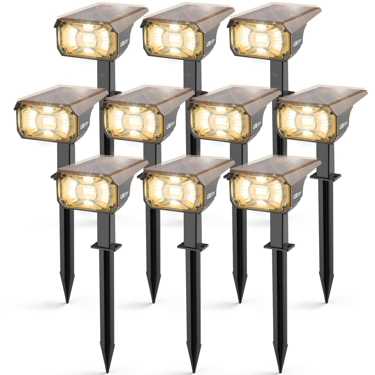 LEREKAM Solar Spot Lights Outdoor Landscape Lights, IP65 Outdoor Waterproof Spotlights, 40 LED's Outdoor Solar Lights for Yard Palm Trees Driveway Patio Pool 10 Pack