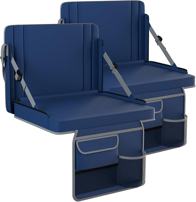 janiry Stadium Seats with Back Support 2PACKS Adjustable Bleacher Chairs with Back and Cushion Bleacher Seat with Cup Holder, Carry Handle & Shoulder Strap for Outdoor Sports Events, Picnics, Beaches
