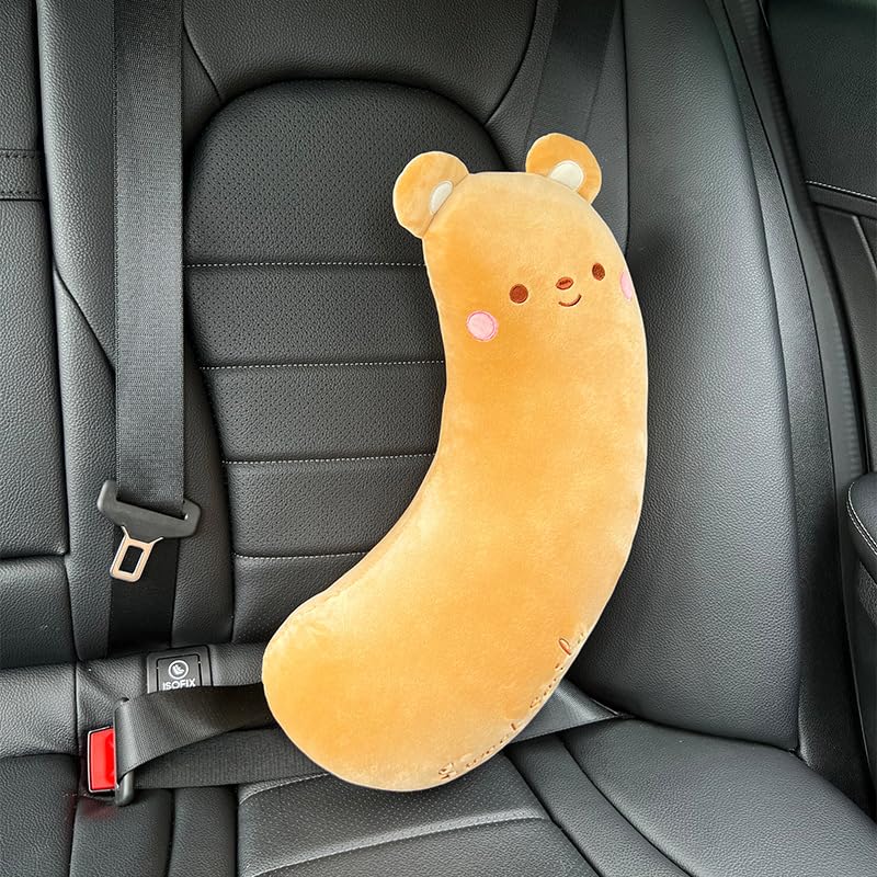 Car Seat Belt Pillow Stocking Stuffers Cute Toy Rabbit Safety Seatbelt Shoulder Pad Auto Accessory Neck Cushion Protector Seatbelt Shoulder Protector Sleeping Pillow Nice Gift (Bear)