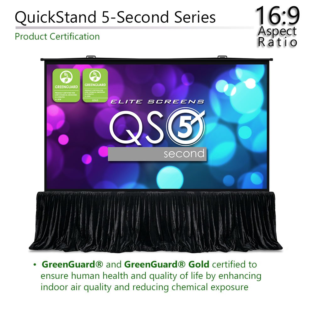 Elite Screens QuickStand 5-Second Series, 150-INCH 16:9, Manual Pull Up Projector Screen, Movie Home Theater 8K / 4K Ultra HD 3D Ready, 2-YEAR WARRANTY, QS150HD