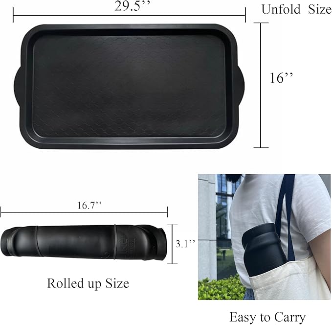 PetLike Boot Tray for Entryway, Pet Food Mat Tray, Waterproof Rubber Shoe Tray for Indoor and Outdoor, Multi-Purpose Tray for Boots, Shoes, Pets, Garden (Black, 2PACK 29.5X16 INCH)