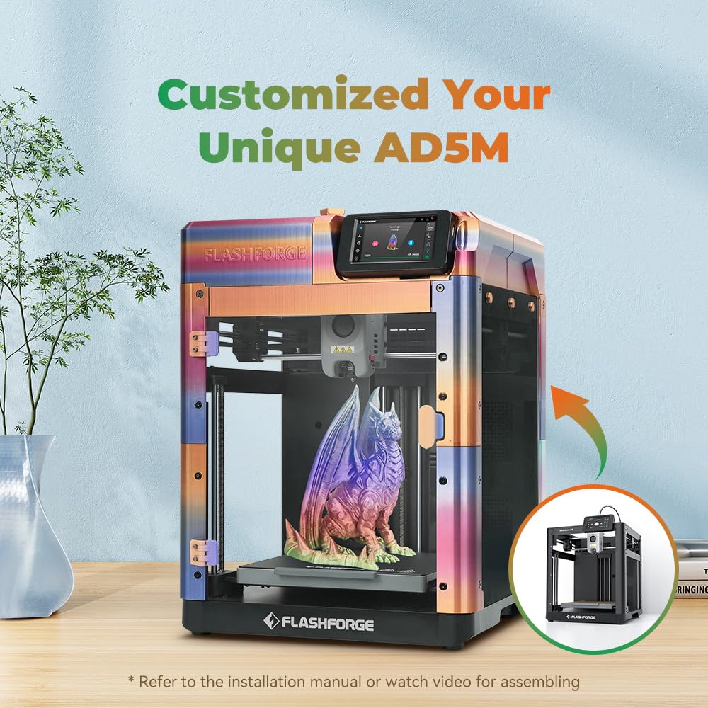 FLASHFORGE 3D Printer AD5M Enclosure, Create Your Style, Dustproof and Constant Temperature Protective Cover, Explore ABS/ASA/PC Filaments and Reduce Printing Noise