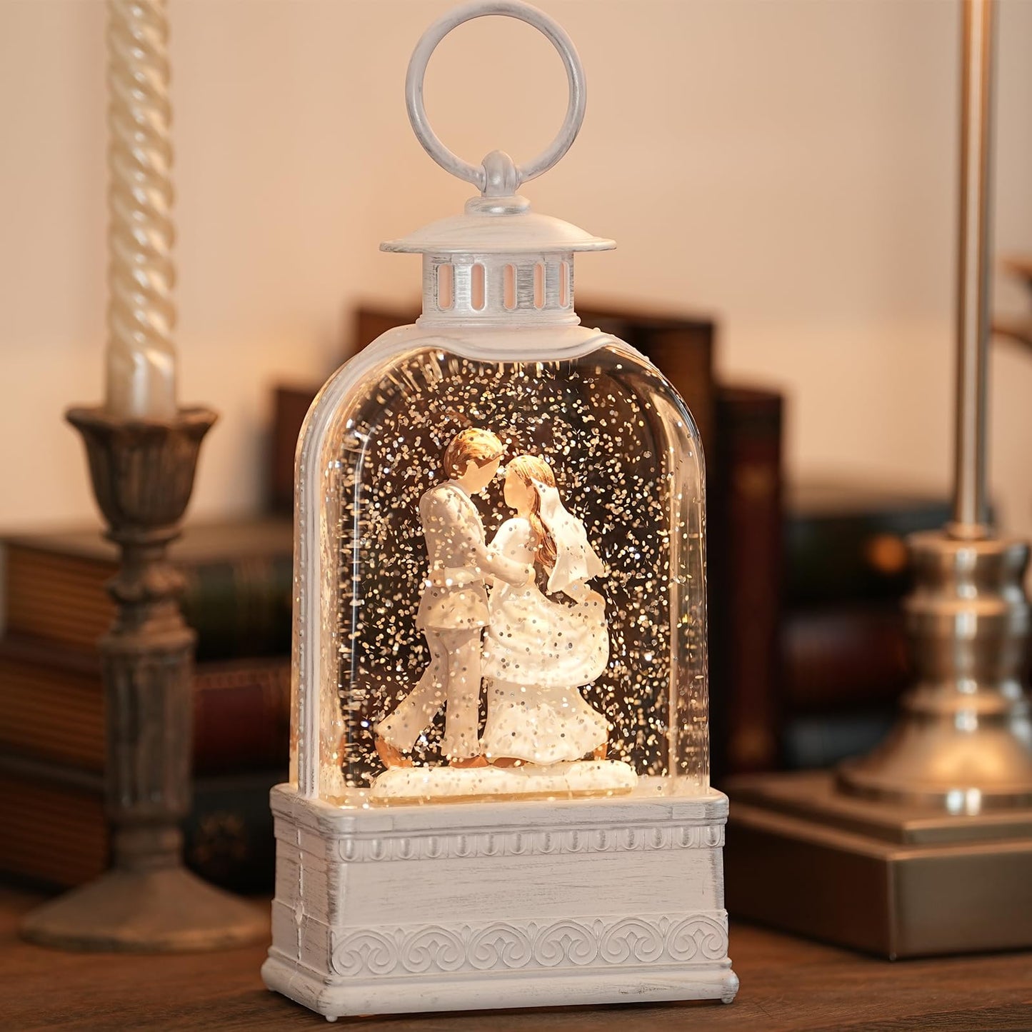 Wedding Gifts Lighted Snow Globe with 6H Timer,Promise Couple Engaged Commemorative Newlywed Remembered Snow Globe for Women,Christmas