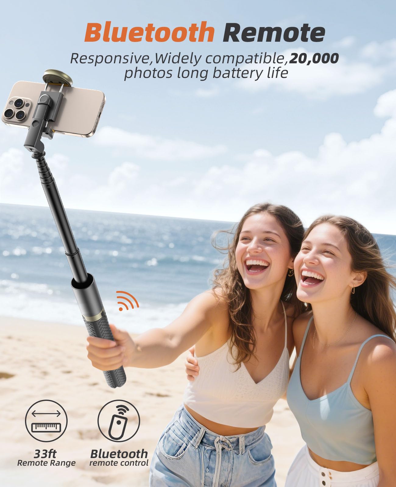 62" Phone Tripod & Selfie Stick, Tripod for iPhone with Remote, Portable, Lightweight Travel Stand for Selfies Video Recording Vlog, Extendable Stand Compatible with iPhone Android