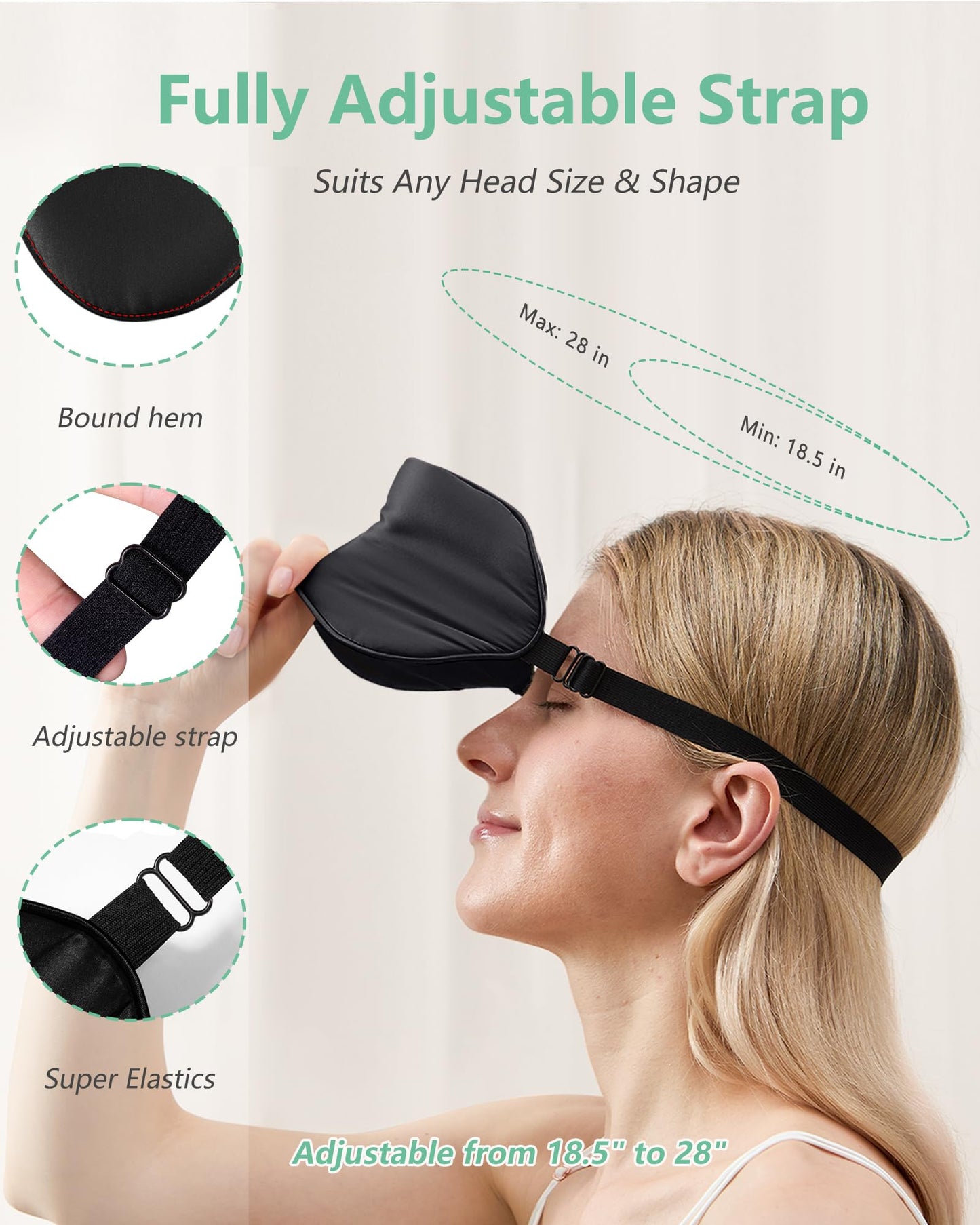 BeeVines 100% Real Mulberry Silk 2 Pack Sleep Mask, Pure Silk Eye Masks with Adjustable Strap for Sleeping, 100% Block Light Eye Sleep Shade Cover, Reduces Puffy Eyes Traveling Gifts(Black & Blue)