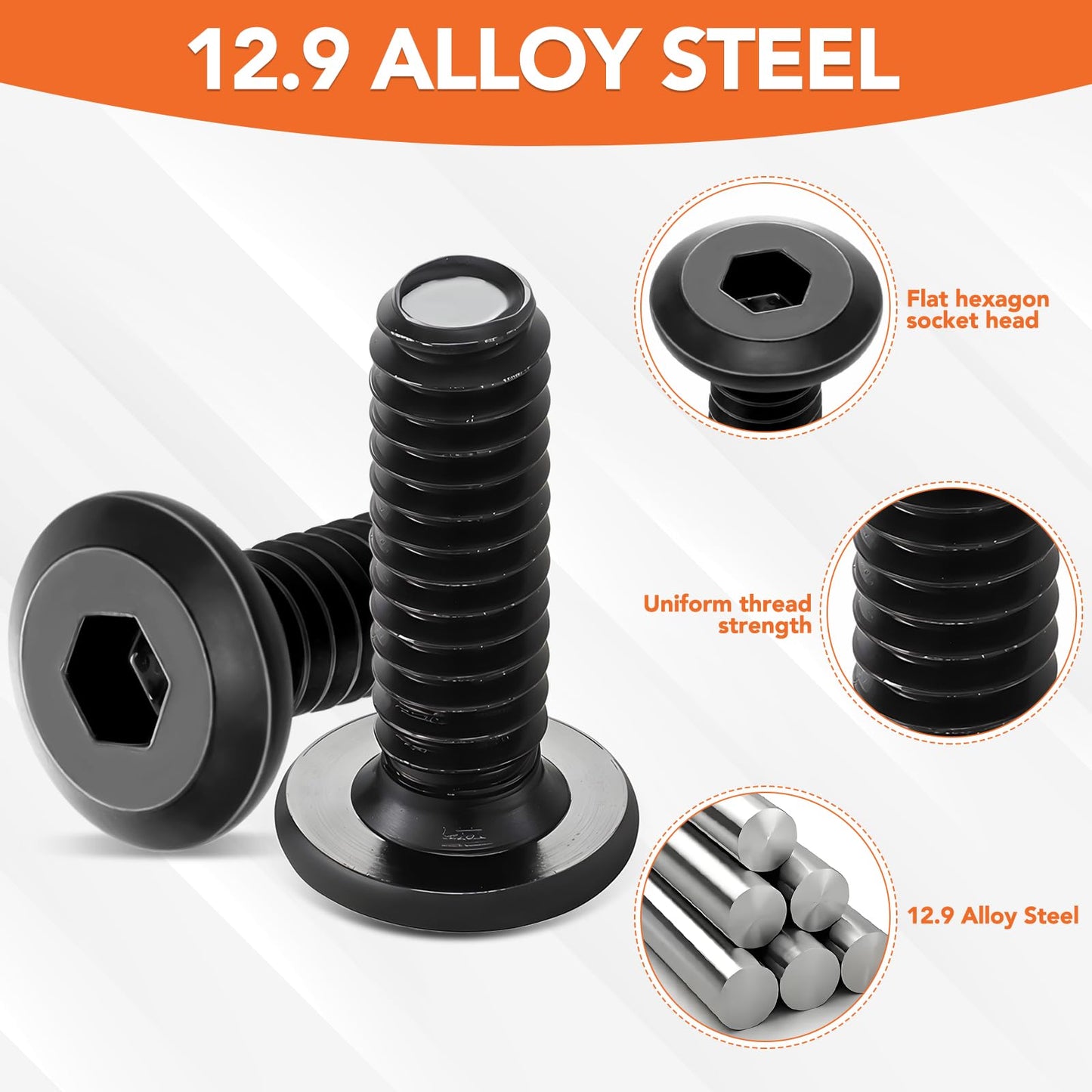 32 Sets Threaded Inserts for Wood Furniture Screws - 1/4-20 x 25/32" Inserts and Bolts - Hex Socket Drive - 1/4-20 x 19/32" Screw-in Nuts