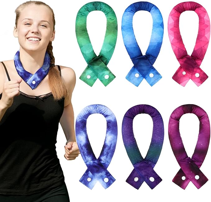 Xuhal 6 Pieces Cooling Neck Wraps Cooling Bandana Neck Cooler Ice Cooler Scarf for Women Summer Outdoor Sport Activity
