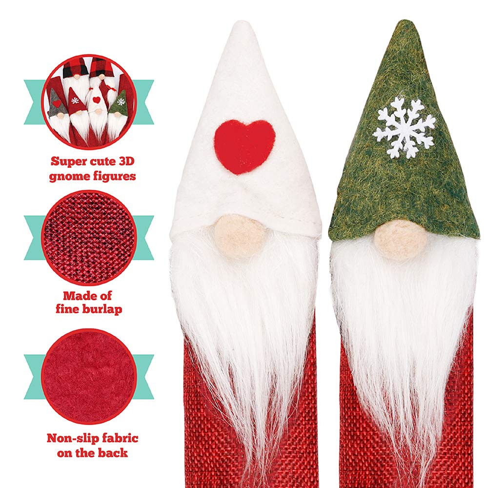 D-FantiX Gnome Christmas Refrigerator Handle Covers Set of 8, Adorable Swedish Tomte Kitchen Appliance Handle Covers Microwave Oven Dishwasher Fridge Door Handle Covers Protector Christmas Decorations