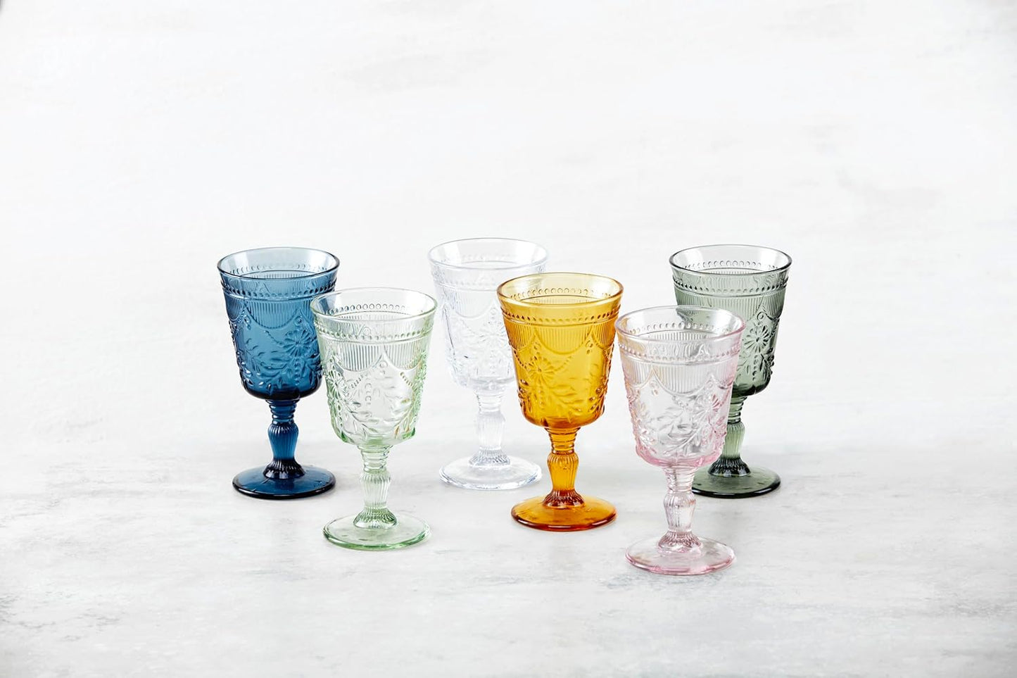 FORTESSA Debutante Vintage Themed Glassware, 10 Ounce Water Goblets (Set of 6), Dishwasher-Safe Water Glasses, Sage Green