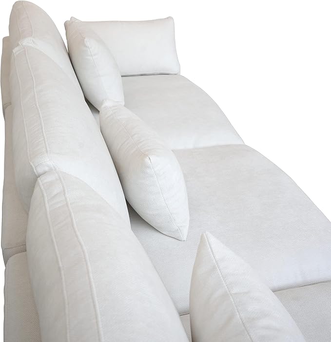 Could Couch Modular Sectional Sofa with Ottoman,Down Filled 120inch U Shaped Couch,Convertible Sofa Bed Living Room Set,6 Seat Sleeper Couched Bed, Cover Washable and Replaceable,White