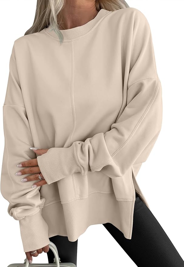 ANRABESS Women Oversized Sweatshirts Thumbhole Long Sleeve Hoodies Shirts 2025 Fall Side Slit Pullover Top Teen Y2k Outfits