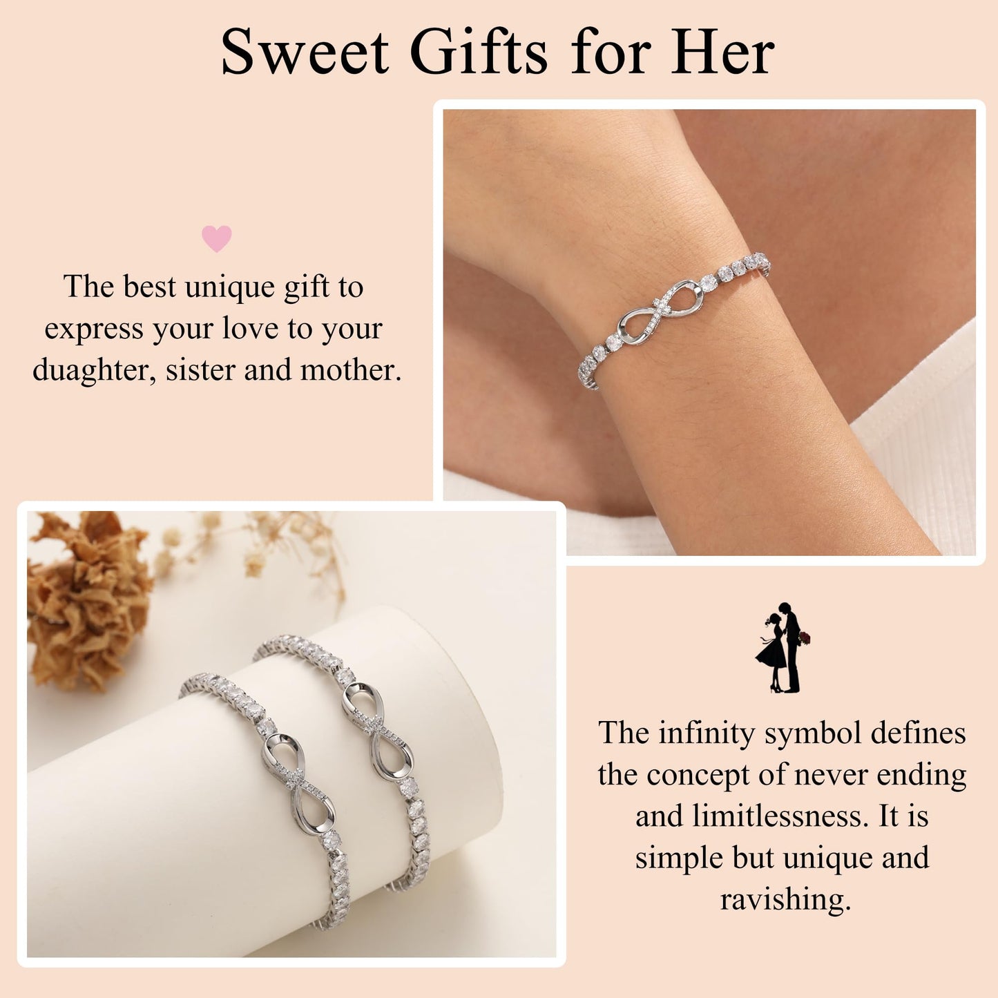 Btysun Gifts for Daughter, Daughter Gift from Mom Christmas Birthday Gifts for Her Stocking Stuffers for Teens Infinity Cross Br