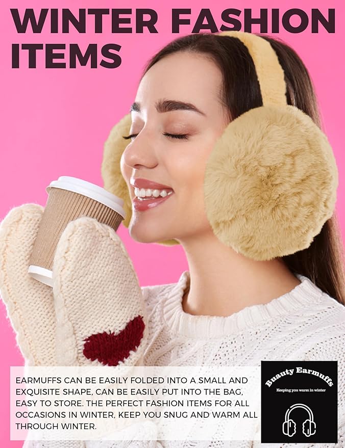 Buauty Ear Muffs Winter Women Men Soft Earmuffs Cute Ear Covers Cold Weather Fluffy Ear Warmers Headband Winter Accessories