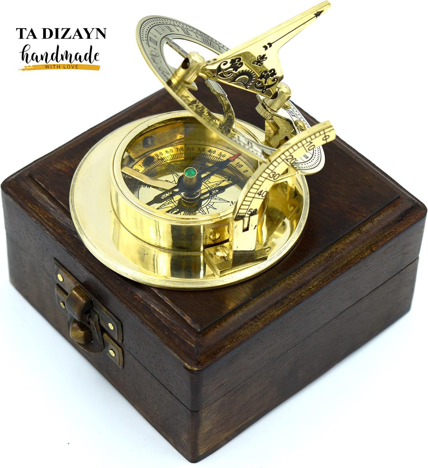 Anniversary Sundial Compass Gift for Him or Her-Unique Gift Ideas for Husband or Wife, Men Wedding Anniversary 50th 40th 25th 20th Year Celebration, Naval Maritime Pocket Watch Clock, Sun Clock