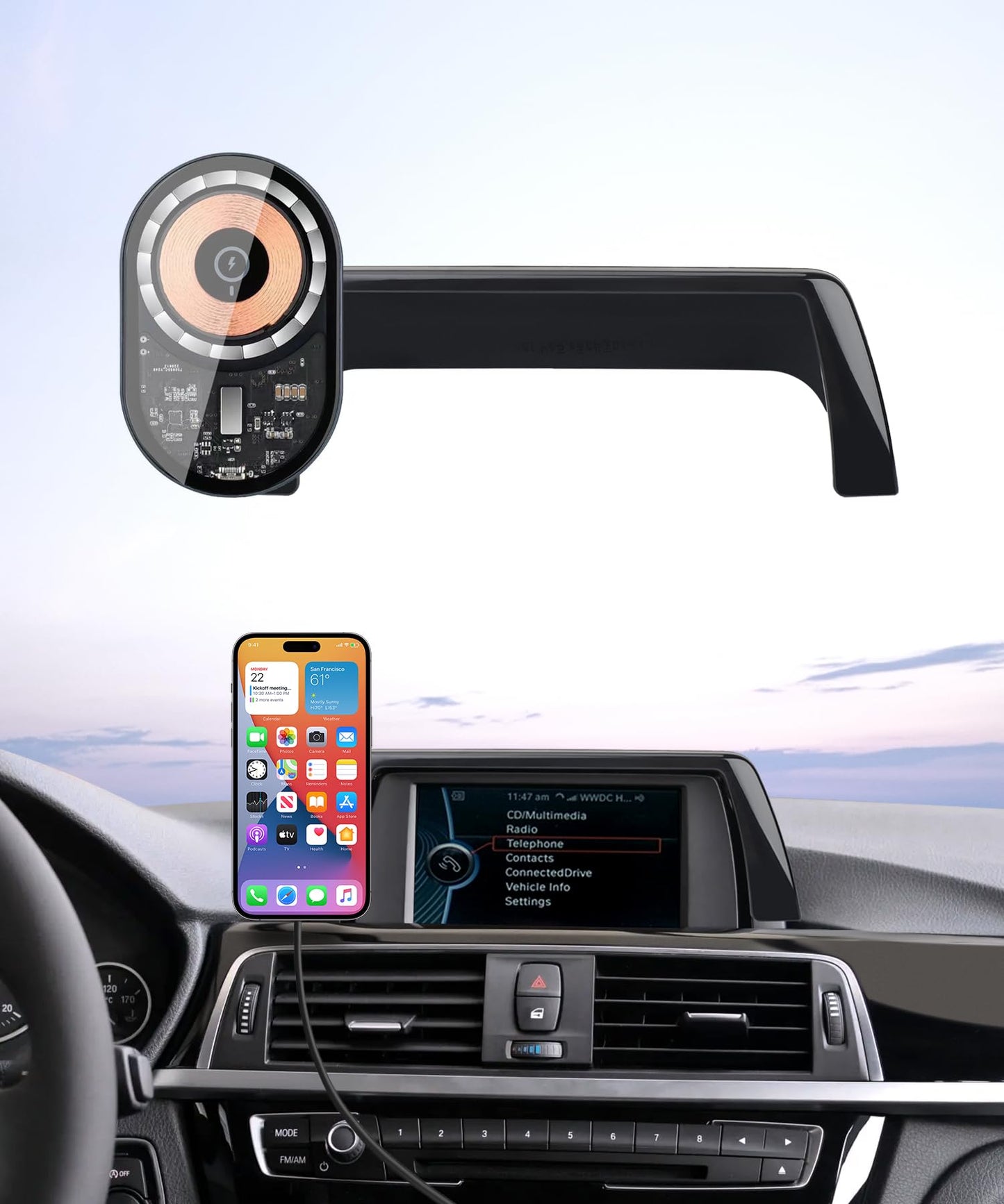Masergogo Wireless Charging Car Phone Holder For 2012-2018 Bmw 3 Series /2014-2018 Bmw 2 Series/4 Series Accessories 6.5-Inch Sc