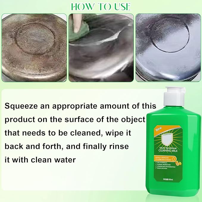 Cleaning Milk House Cleaner,New Powerful Multifunctional Concentrated Cleansing Lotion - Multi Functional Effective Cleaning Milk for Household Kitchen to Heavy Oil Stains (300ml & 10.6oz)