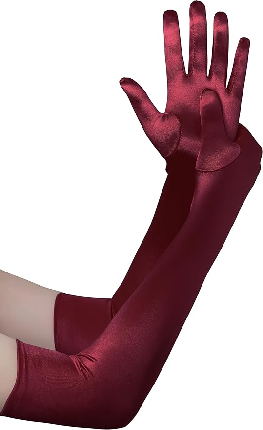 BABEYOND Long Opera Party 1920s Satin Tea Party Gloves Costume Stretchy Adult Size Elbow Length Bridal Gloves