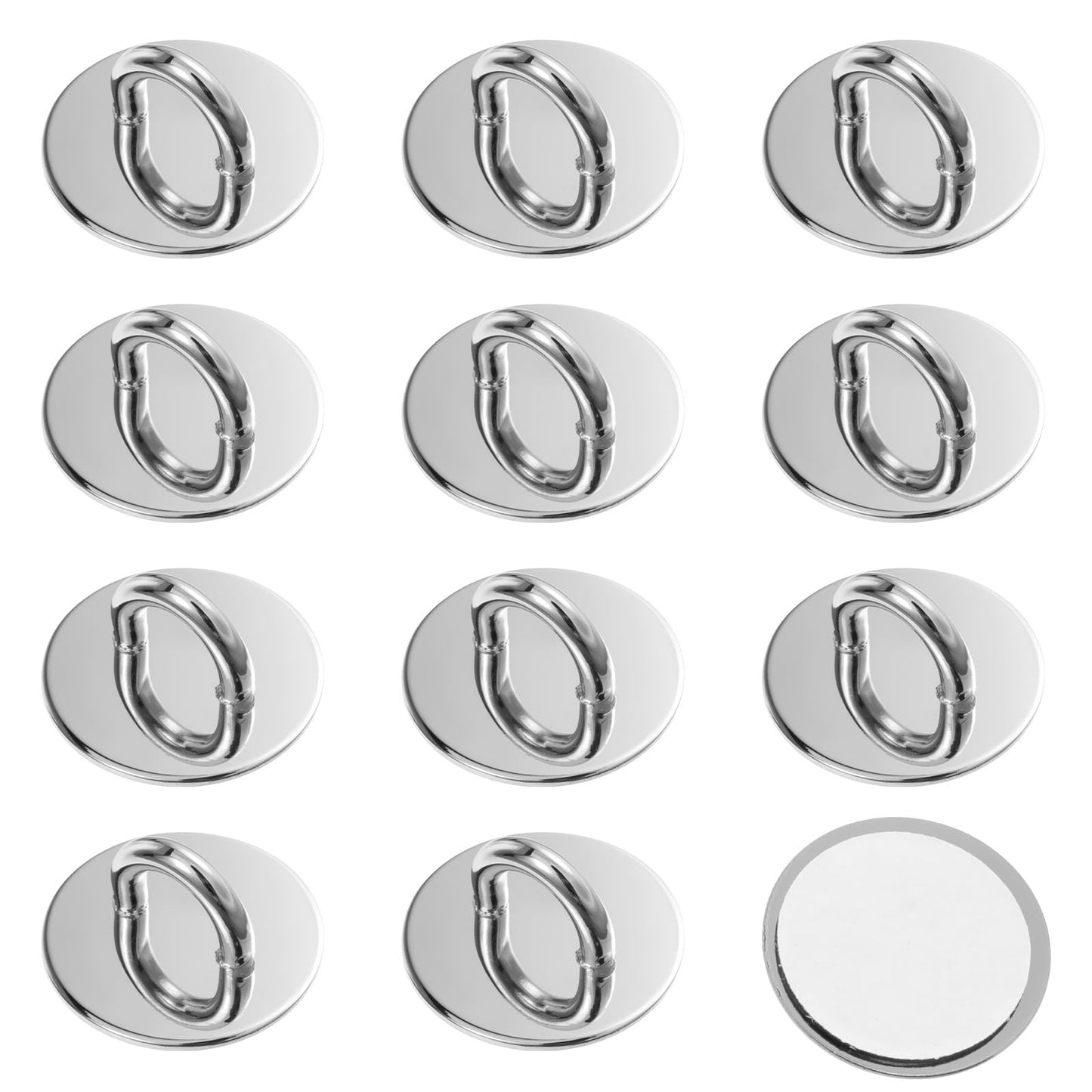 12 Pcs Phone Charm Hook, Metal Round Phone Charm Holder Adhesive Finger Grip For Diy Hanging Supplies (Silver)