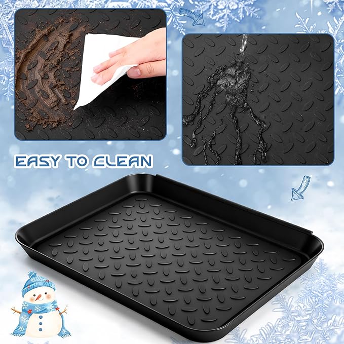 Novabright 6 Pcs Boot Tray with 24 Pcs Anti-Slip Pads 14 x 11 Inch Waterproof Boot Mat Wet Shoe Tray & Pet Food Mat, Multi-Purpose Garden Tool for Entryway Indoor Boots Shoes Pets