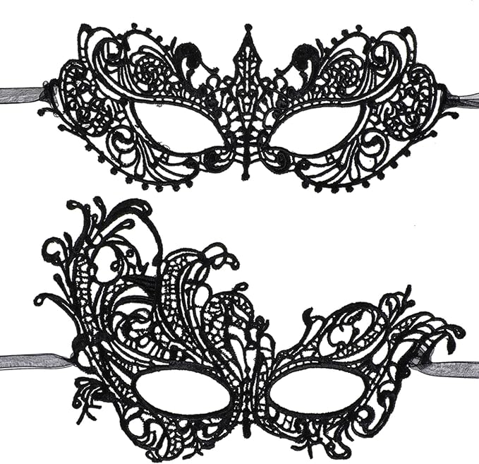 HaiFafafaing Black Masquerade Mask for Women Couples Lace Masquerade Mask Venetian Elegant Women's Flower Eye Masks For Ma...