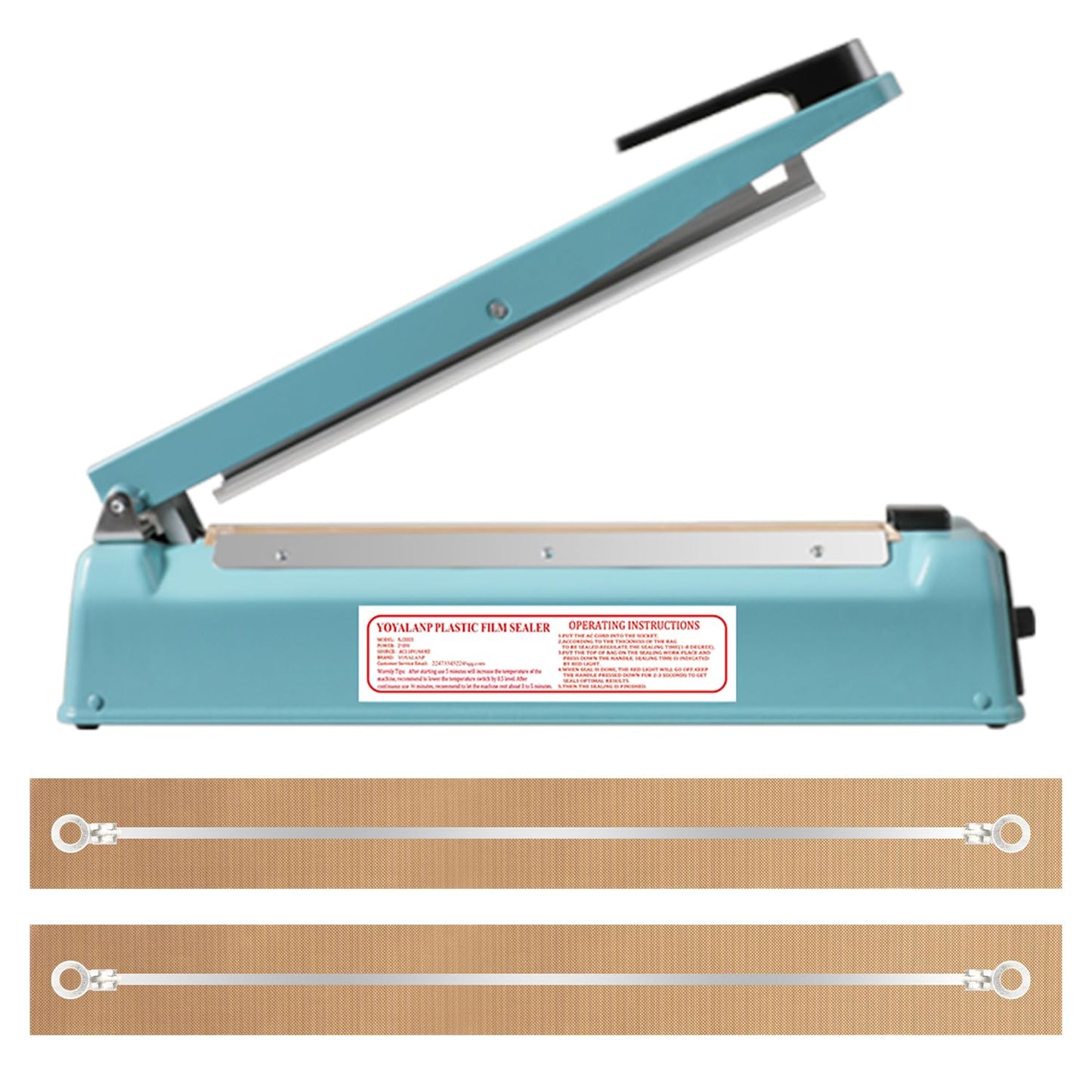 Metal body,Impulse Sealer 12 inch, Manual Heat Sealer Machine for Plastic Bags, Shrink Wrap Bag Sealers Heavy Duty Sealing Machine With Repair Kit (Blue)