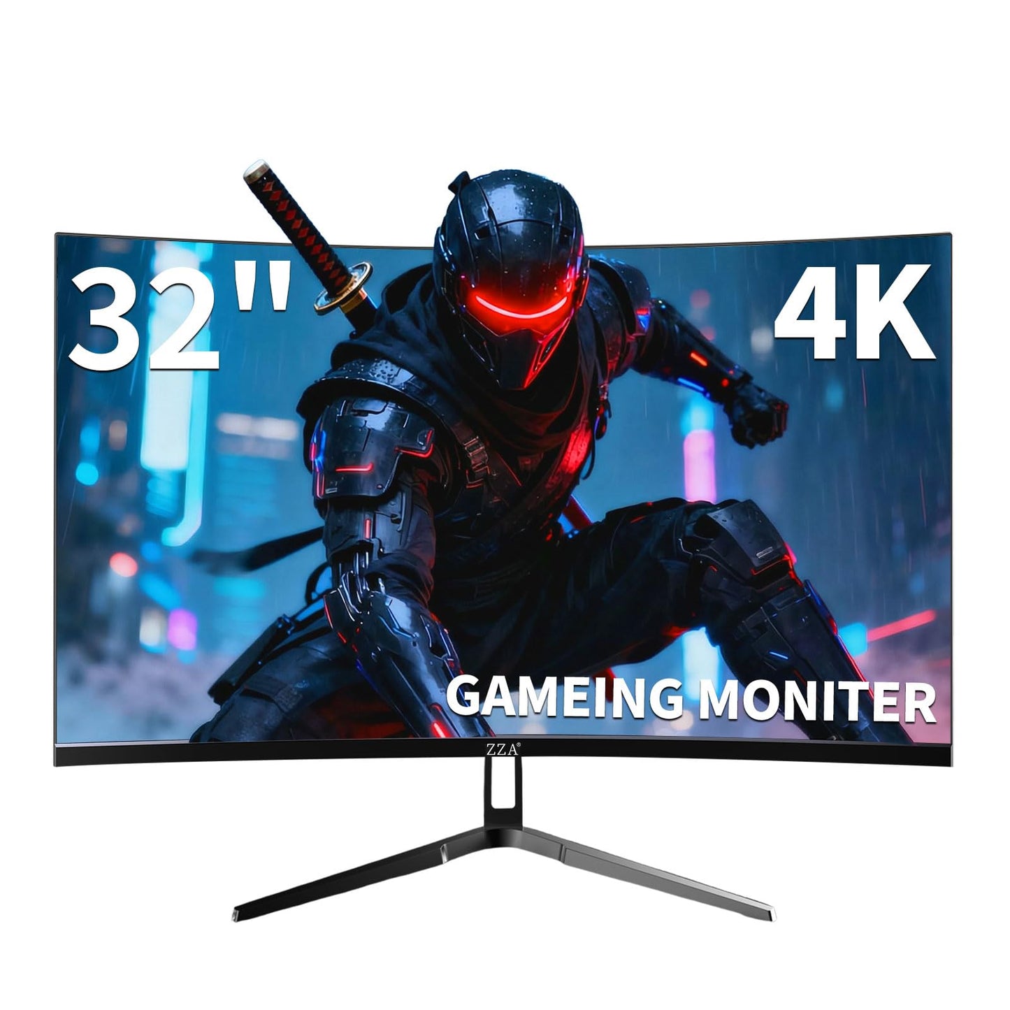 ZZA 32 Inch 4K Curved Gaming Monitor 160Hz Computer Moniter UHD 3840x2160P 1500R Curved VA Screen, Supports AMD Freesync, 120% sRGB HDR10, Wall Mountable Installs, wiht HDMI 2.1 * 2/DP 1.4 * 2, Black