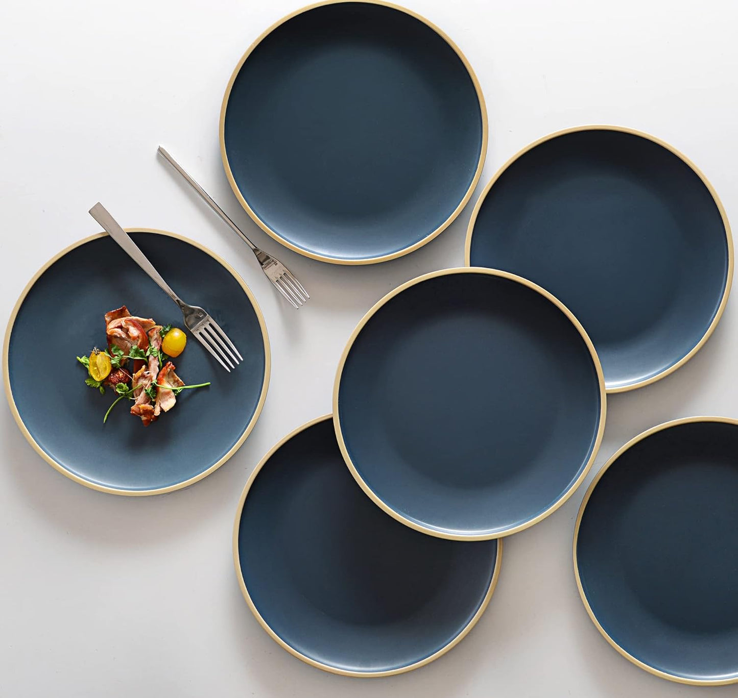 Melamine Dishes Sets of 6, Melamine Plates,10.5 Inch Dinner Plates, Outdoor Dinnerware Sets, Unbreakable, BPA Free, Dishwasher Safe, Blue
