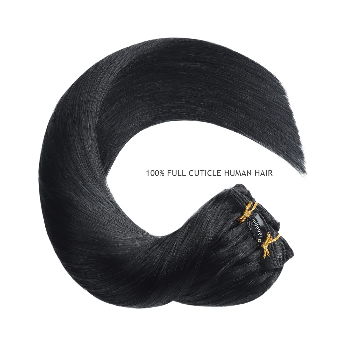 YILITE Jet Black Clip in Hair Extensions Real Human Hair #1 120 Gram 8Pcs 16inch Hair Extensions Clip ins Natural Silky Straight